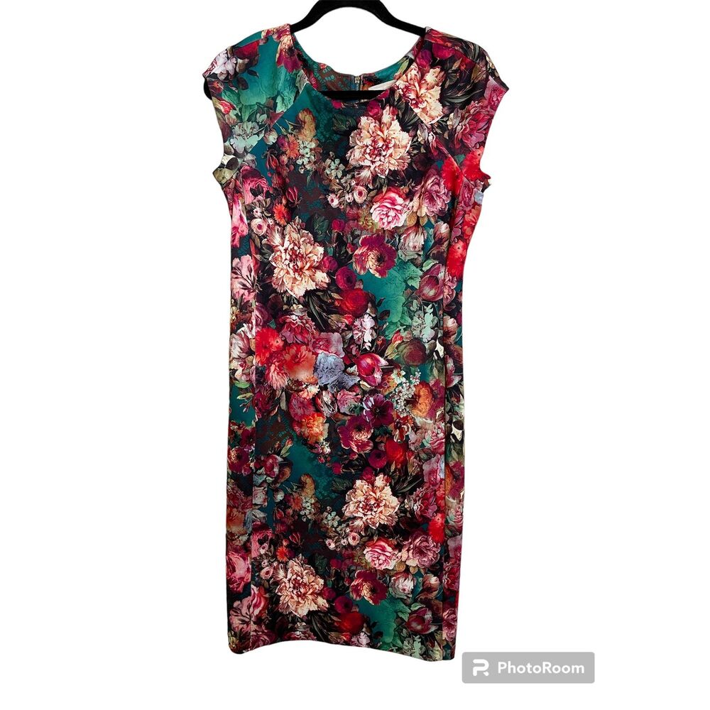 ECI New York Floral Bodycon Colorful Spring Full Metal Zipper Dress SIZE 6